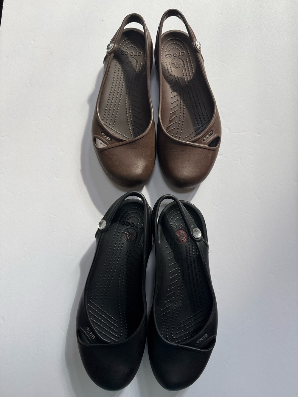 CROCS Slingback Ballet Slingback Flats Jewel Cutout Olivia Black b Womens size 8 - Picture 11 of 14